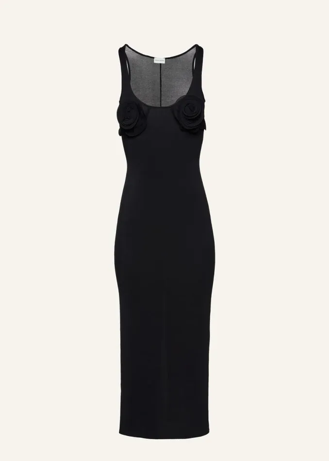 Shop Magda Butrym Dresses Flower Bra Jersey Tank Dress In Black