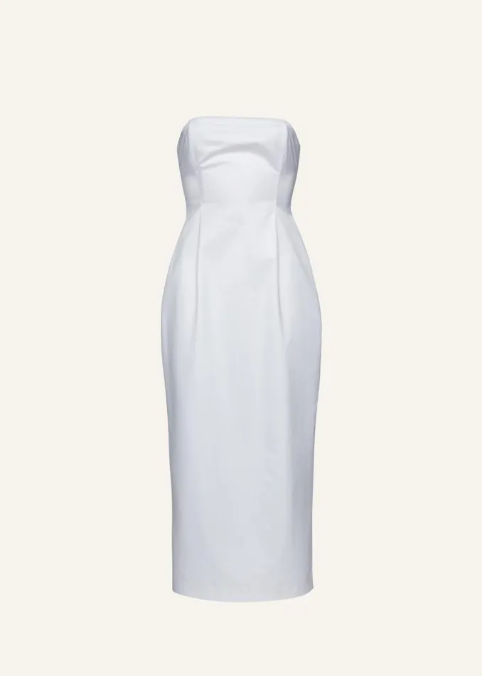 Shop Magda Butrym Dresses Strapless Hourglass Corset Midi Dress In White