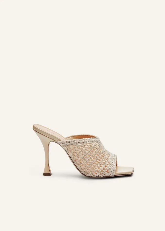 Shop Magda Butrym Essentials Crochet Mule Heels In Cream