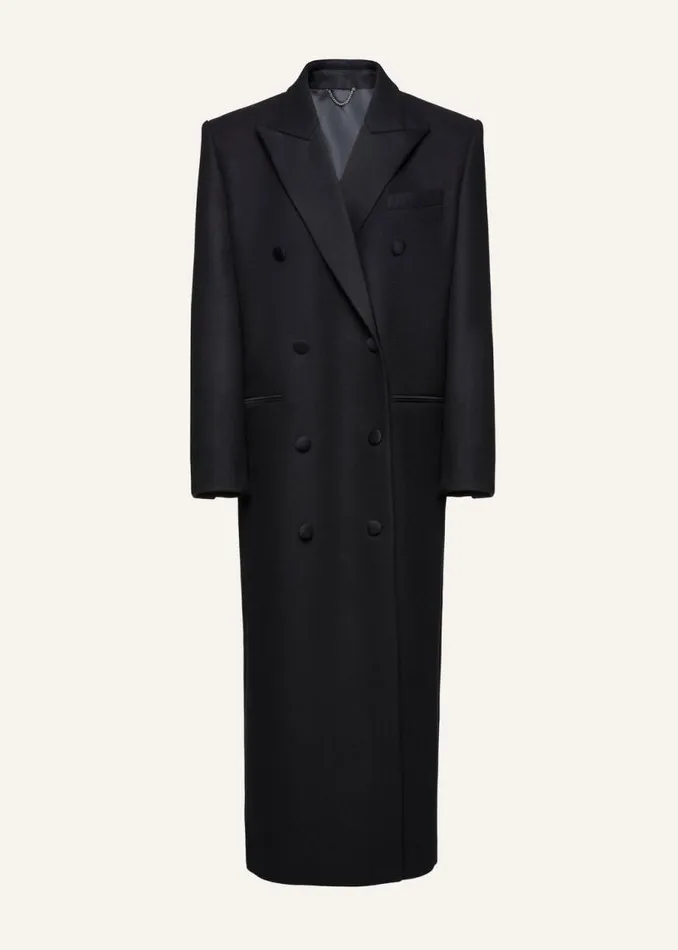 Shop Magda Butrym Essentials Long Classic Wool Coat In Black
