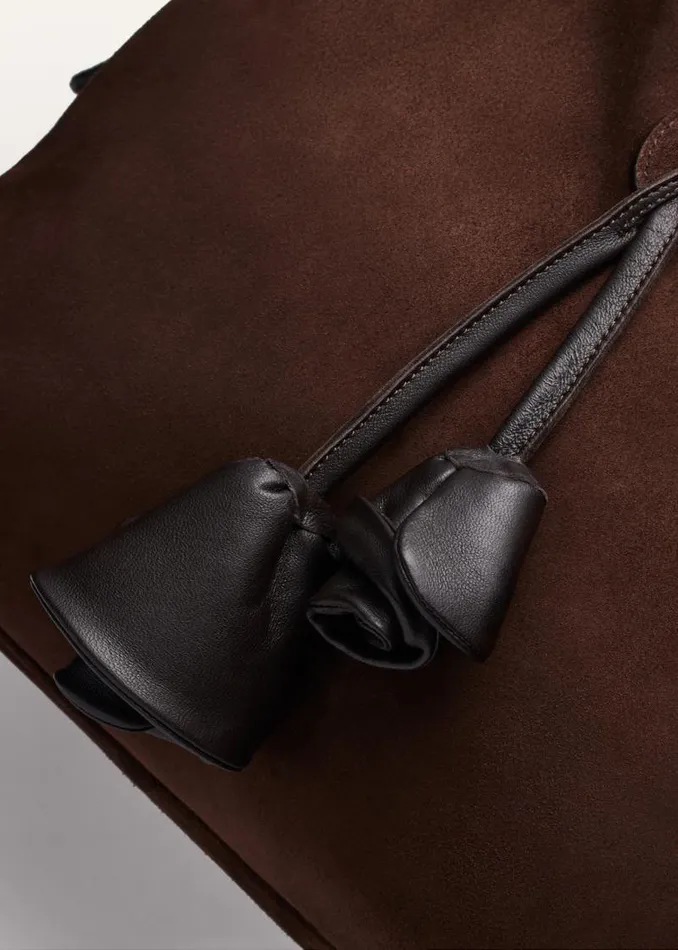 Shop Magda Butrym Handbags Large Brigitte Bag In Brown Suede Shop Magda Butrym Handbags Large Brigitte Bag In Brown Suede