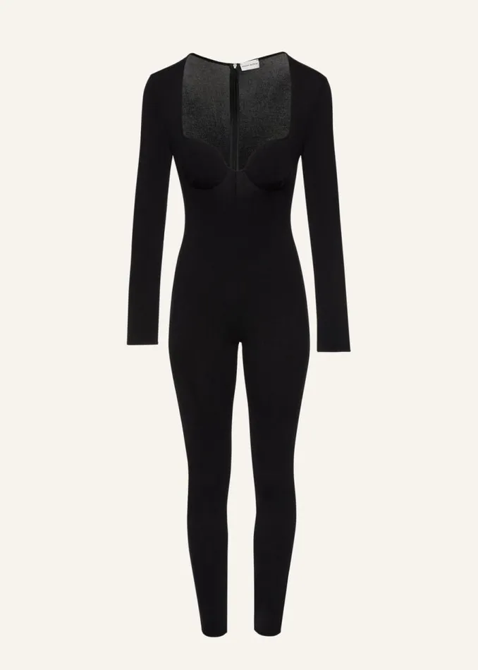 Shop Magda Butrym Pants Silk Knit Bustier Jumpsuit In Black