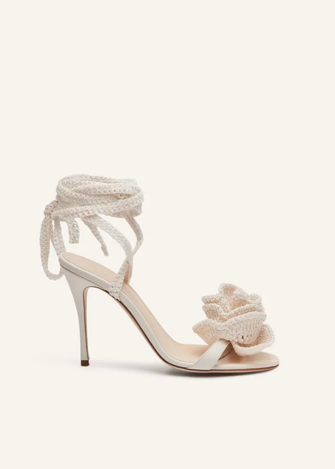 Shop Magda Butrym Shoes Crochet Flower Sandals In Cream