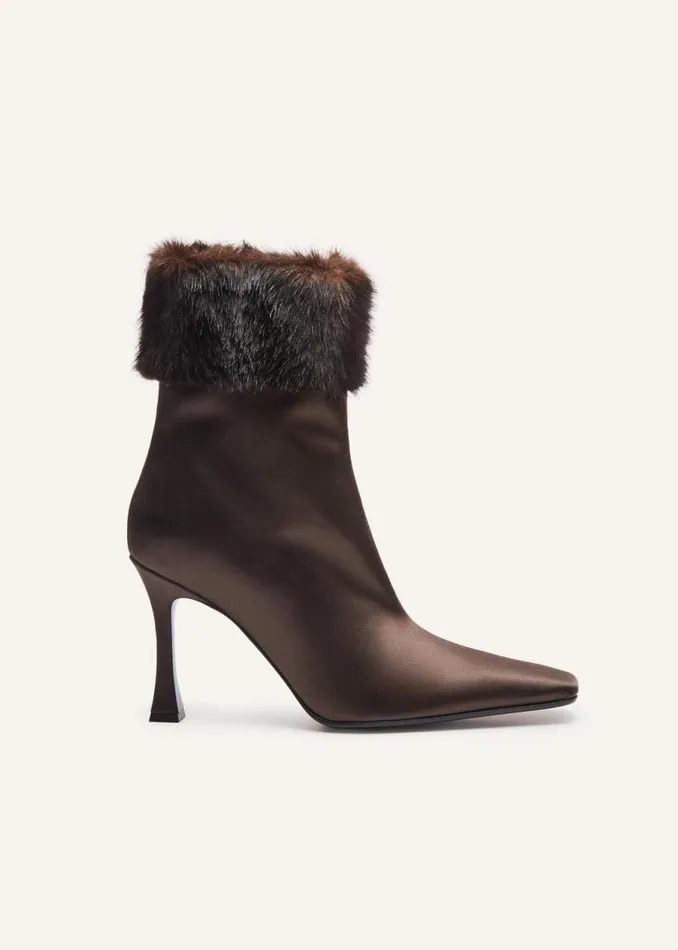 Shop Magda Butrym Shoes Faux Fur Sock Boots In Brown