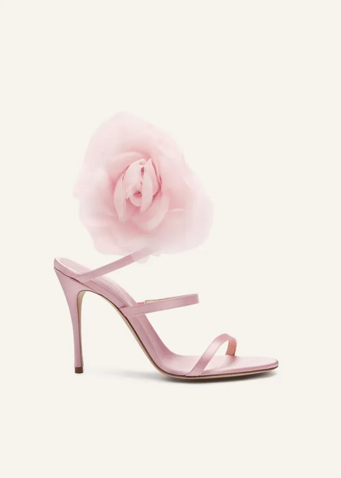 Shop Magda Butrym Shoes Spiral Silkorganza Flower Heel Sandals In Pink