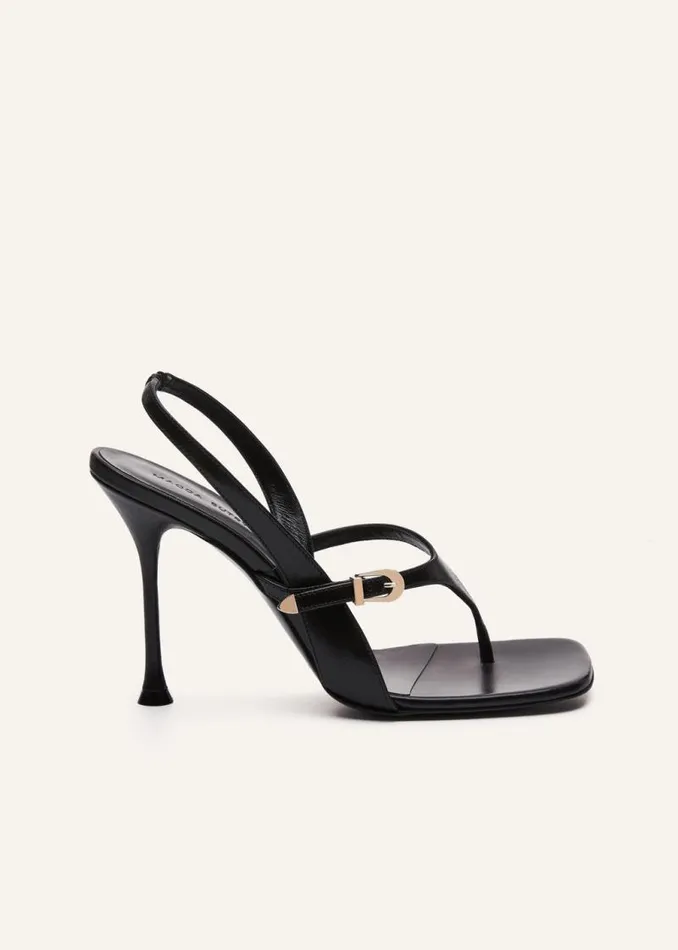 Shop Magda Butrym Shoes Thong Sandals In Black Leather