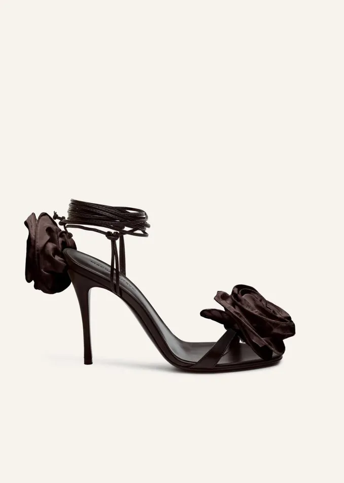 Shop Magda Butrym Shoes Wrap Around Double Flower Sandals In Brown