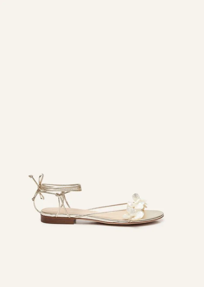 Shop Magda Butrym Shoes Wrap Around Pearl Sandals In Gold