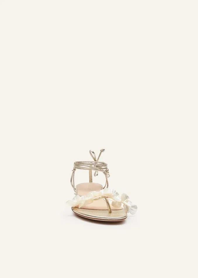 Shop Magda Butrym Shoes Wrap Around Pearl Sandals In Gold Shop Magda Butrym Shoes Wrap Around Pearl Sandals In Gold