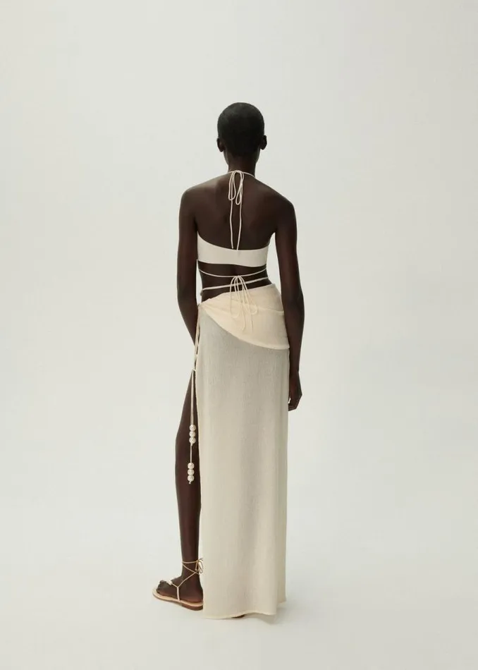 Shop Magda Butrym Skirts Asymmetrical Pearl Maxi Skirt In Cream Shop Magda Butrym Skirts Asymmetrical Pearl Maxi Skirt In Cream