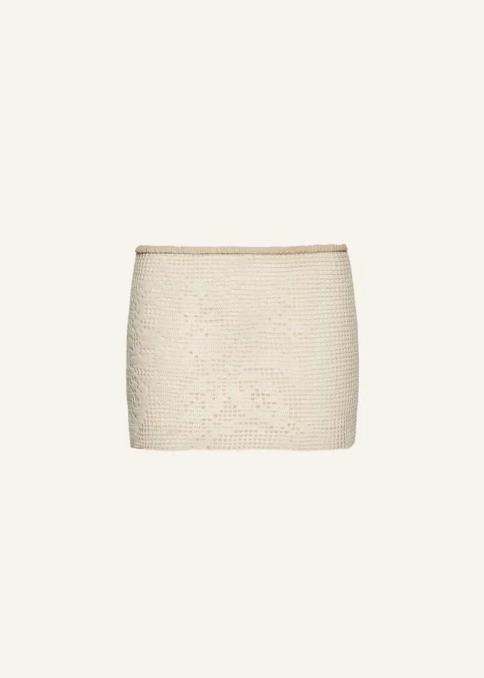 Shop Magda Butrym Skirts Lace Crochet Mini Skirt In Cream