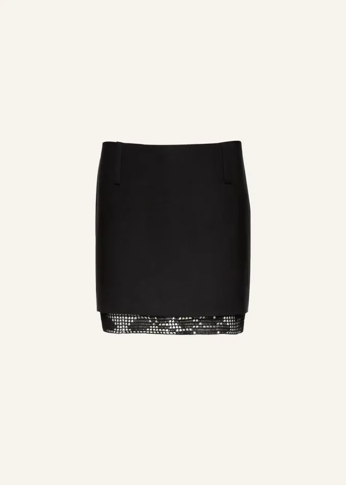 Shop Magda Butrym Skirts Lace Trim Mini Skirt In Black