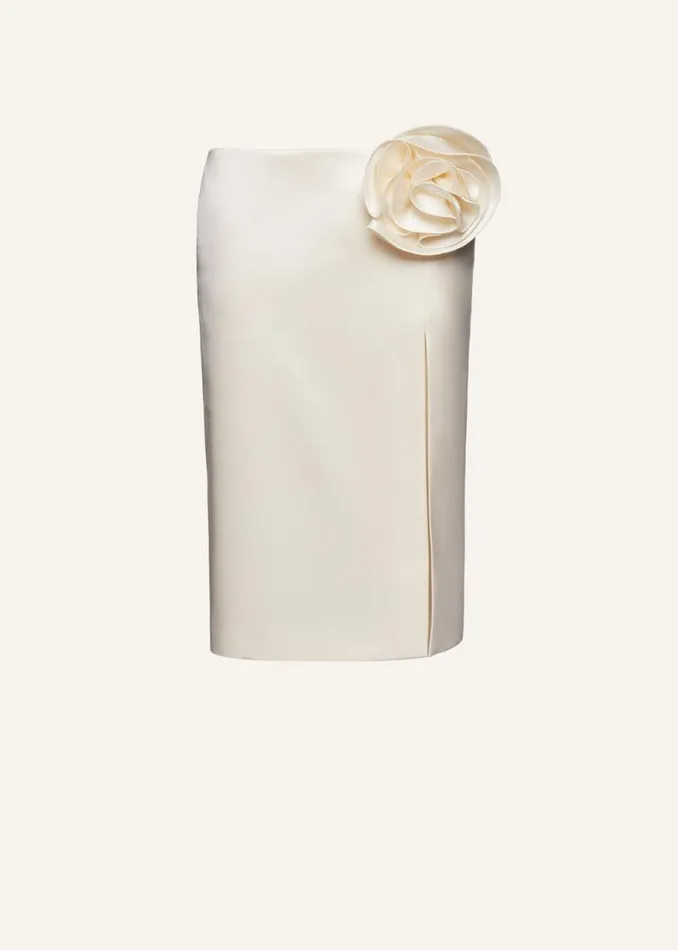 Shop Magda Butrym Skirts Low Waist Slit Midi Skirt In Cream