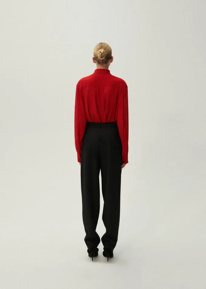 Shop Magda Butrym Tailoring And Suits Tapered Wool Trousers In Black Shop Magda Butrym Tailoring And Suits Tapered Wool Trousers In Black