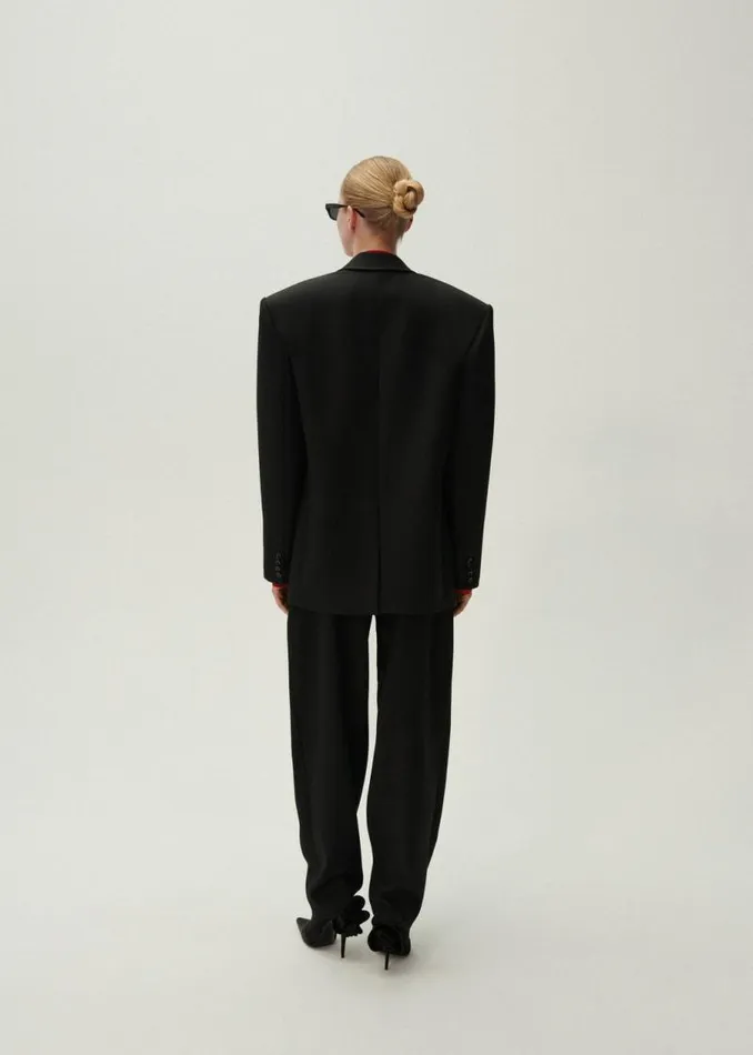 Shop Magda Butrym Tailoring And Suits Tapered Wool Trousers In Black Shop Magda Butrym Tailoring And Suits Tapered Wool Trousers In Black