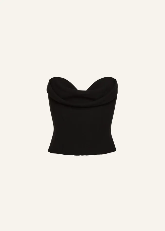 Shop Magda Butrym Tops Draped Wool Corset In Black