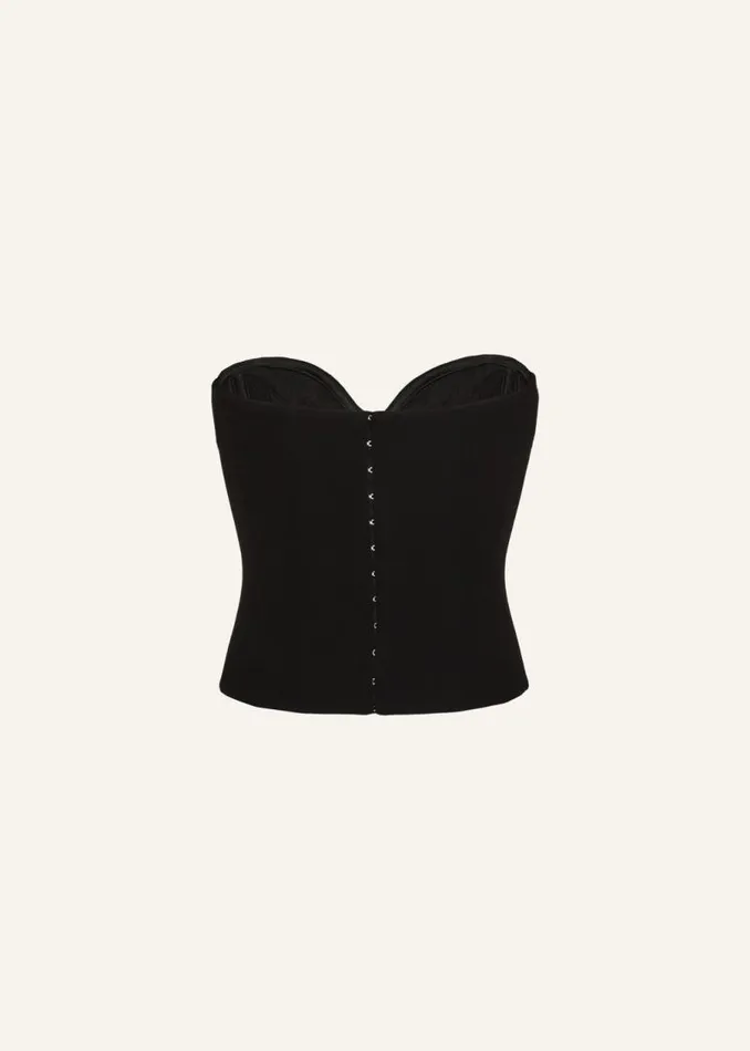 Shop Magda Butrym Tops Draped Wool Corset In Black Shop Magda Butrym Tops Draped Wool Corset In Black