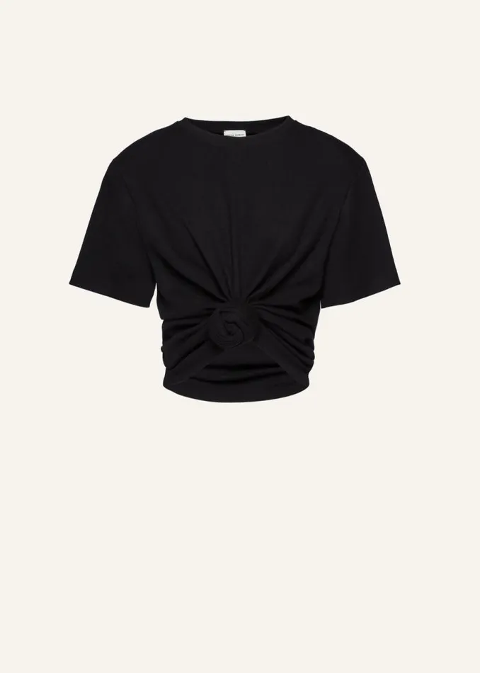 Shop Magda Butrym Tops Knotted Tshirt In Black