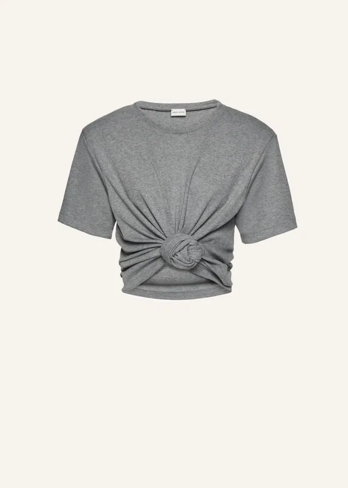Shop Magda Butrym Tops Knotted Tshirt In Grey