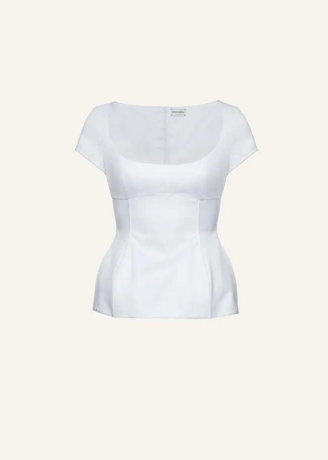 Shop Magda Butrym Tops Scoop Neck Cotton Top In White
