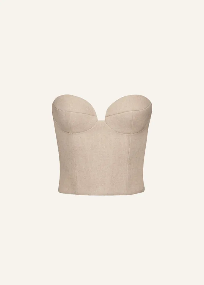 Shop Magda Butrym Tops Wool Corset Top In Beige