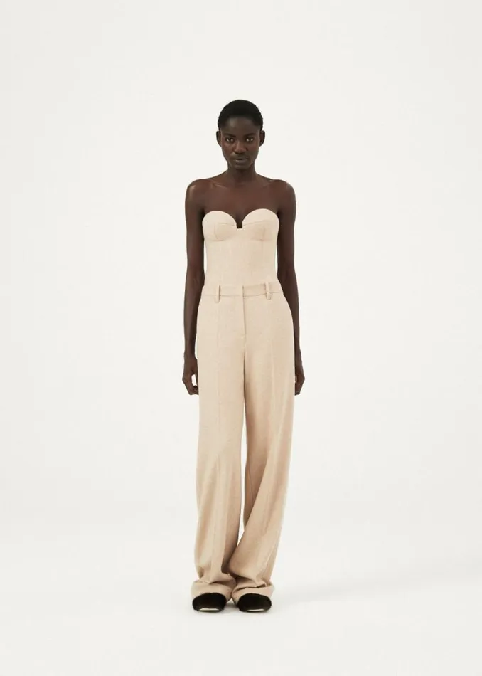 Shop Magda Butrym Tops Wool Corset Top In Beige Shop Magda Butrym Tops Wool Corset Top In Beige