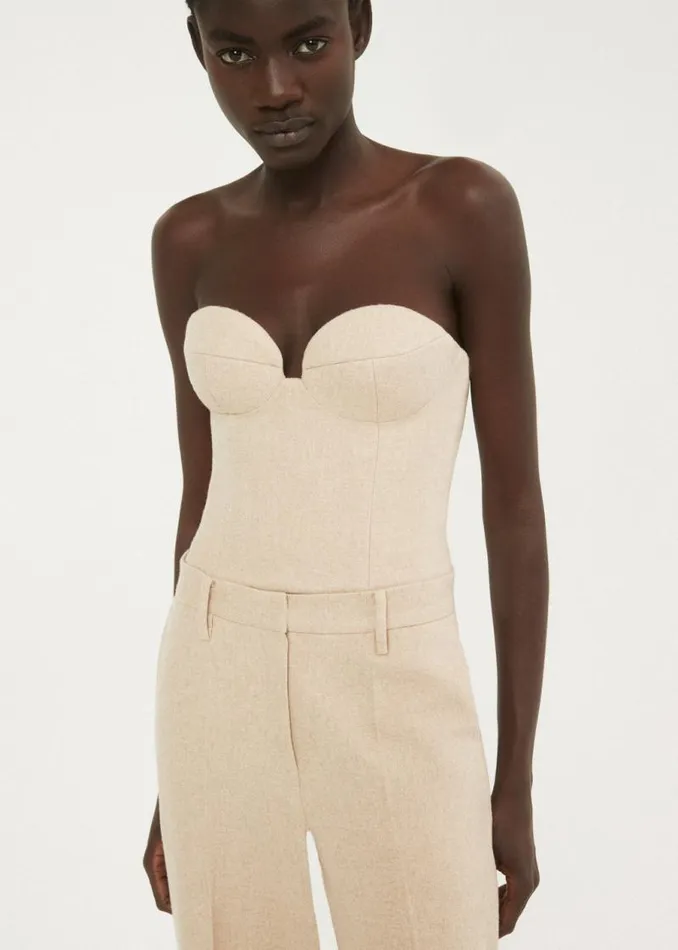 Shop Magda Butrym Tops Wool Corset Top In Beige Shop Magda Butrym Tops Wool Corset Top In Beige