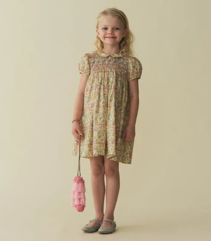 Shop ROSETTE DRESS Chrysanthemum Sky Floral DEN Kids