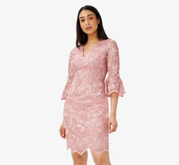 Short Dresses Womens Adrianna Papell Floral Embroidered Short Sheath Cocktail Dress In Rose Short Dresses Womens Adrianna Papell Floral Embroidered Short Sheath Cocktail Dress In Rose
