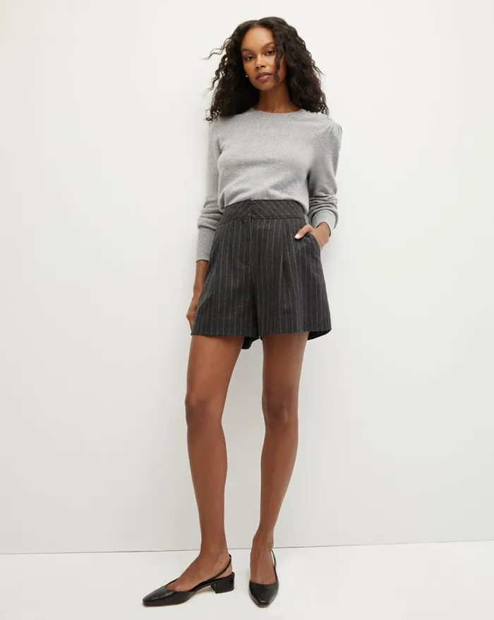 Skirts and Shorts Shop Veronica Beard Haina Pinstriped Short Charcoal Multi