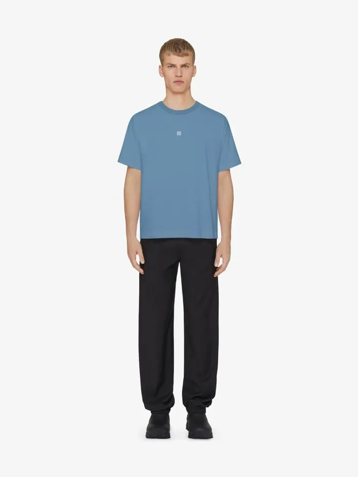 Slim Fit TShirt In Cotton With 4g Detail Bluewhite Men Givenchy TShirts