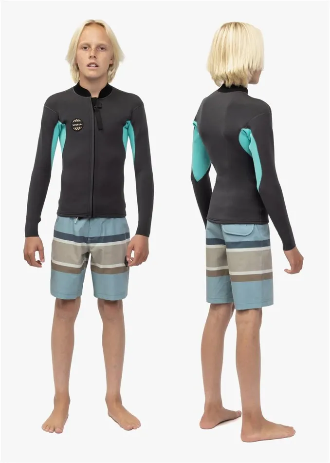 Solid Set Boys 2Mm Ls Wetsuit Jacket Phantom Men Vissla Wetsuits