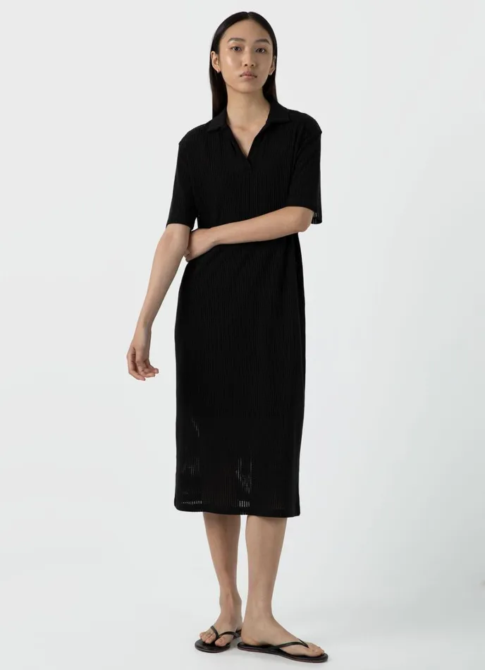 SUNSPEL Dresses and Skirts Lace Mesh Polo Dress Black 8211 Women