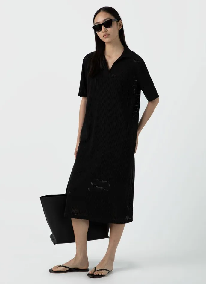 SUNSPEL Dresses and Skirts Lace Mesh Polo Dress Black 8211 Women