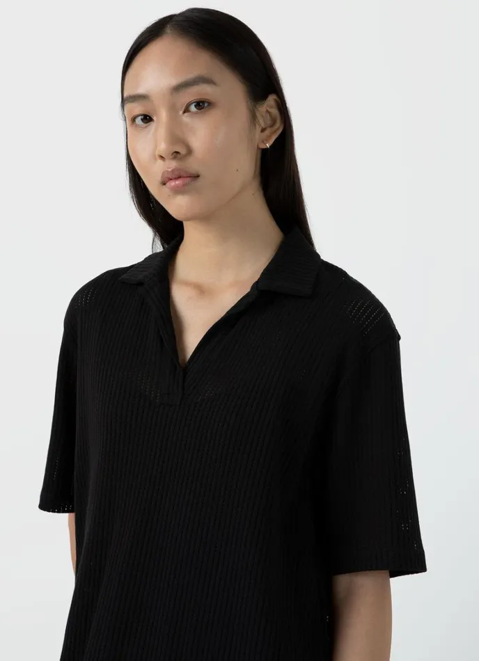 SUNSPEL Dresses and Skirts Lace Mesh Polo Dress Black 8211 Women