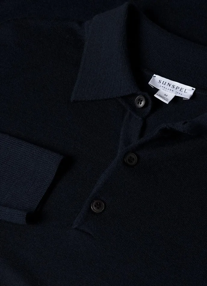 SUNSPEL Knitwear ExtraFine Merino Polo Shirt Light Navy 8211 Men