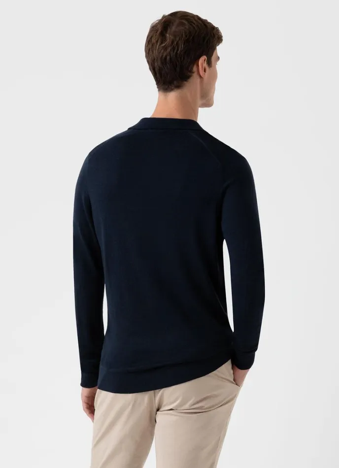 SUNSPEL Knitwear ExtraFine Merino Polo Shirt Light Navy 8211 Men