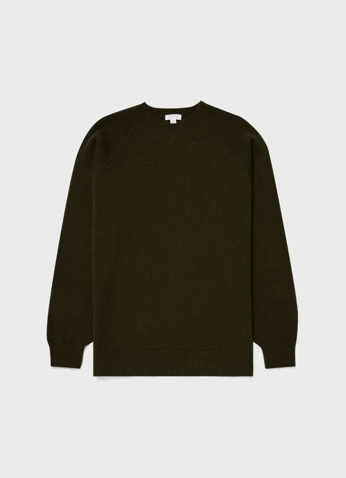 SUNSPEL Knitwear Lambswool Crew Neck Jumper Dark Olive 8211 Men