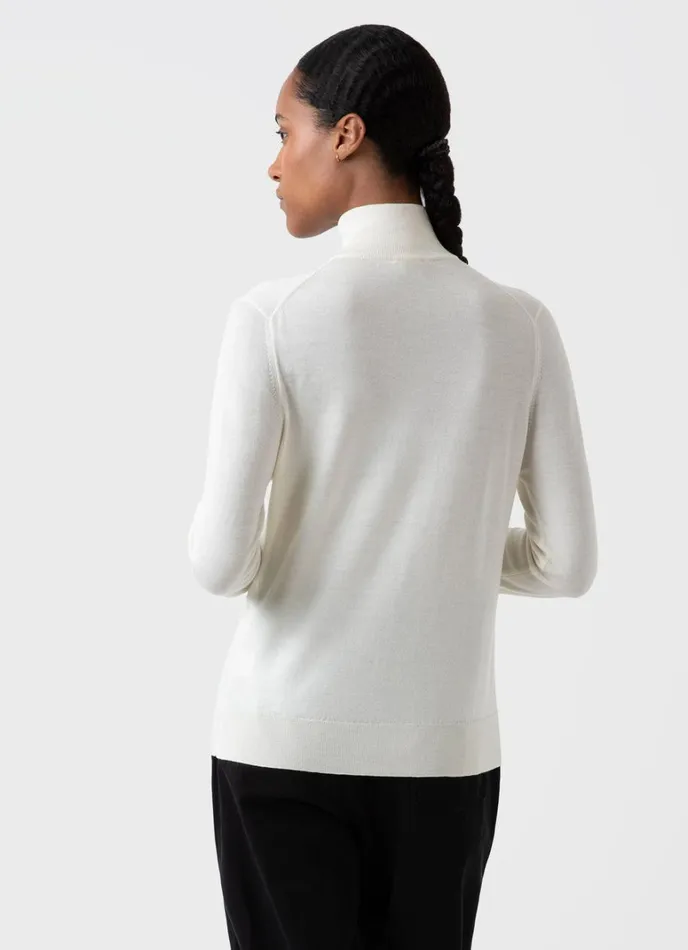 SUNSPEL Knitwear Merino Silk Zip Neck Jumper Ivory 8211 Women