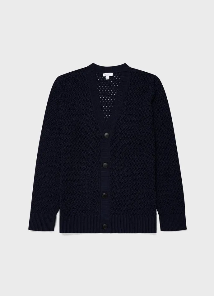 SUNSPEL Knitwear Open Stitch Cardigan Navy 8211 Men