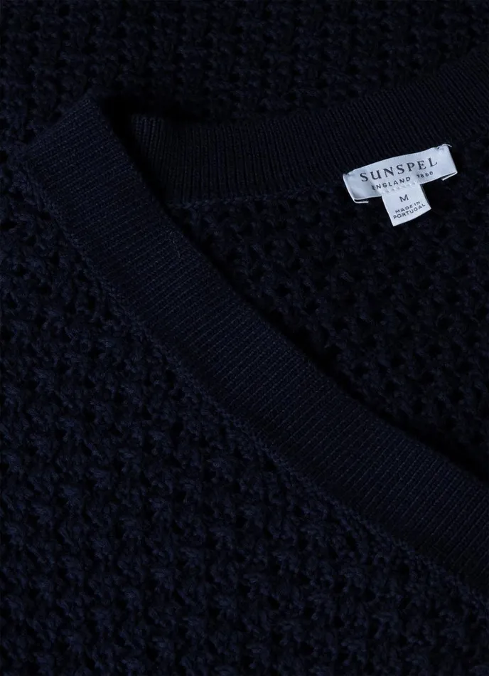SUNSPEL Knitwear Open Stitch Cardigan Navy 8211 Men