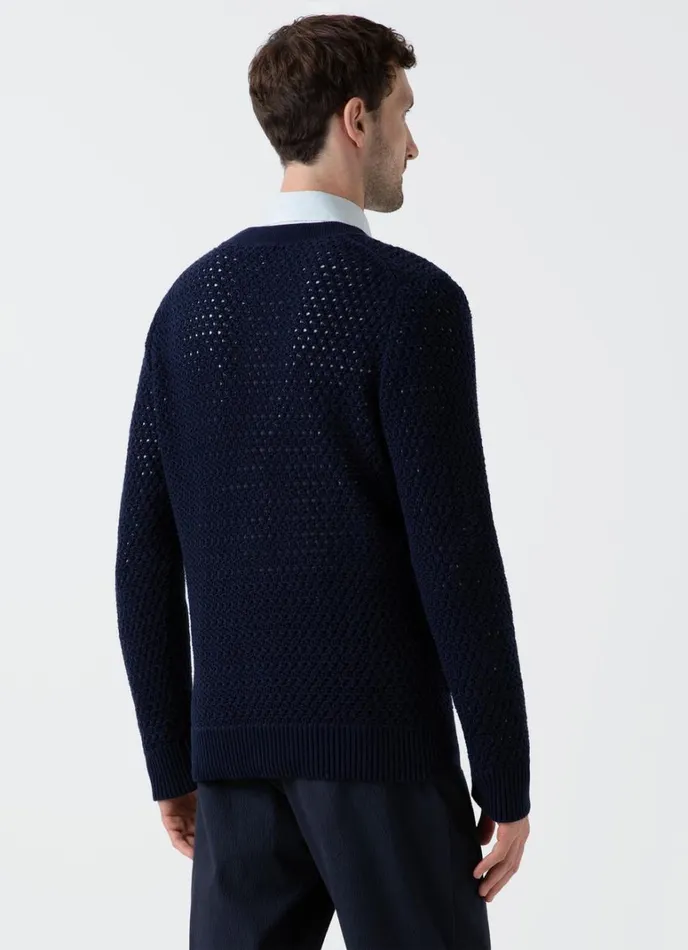 SUNSPEL Knitwear Open Stitch Cardigan Navy 8211 Men