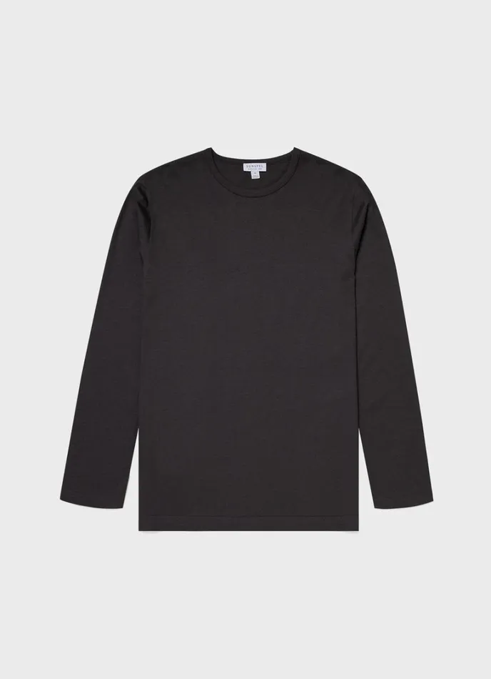 SUNSPEL Loungewear and Sleepwear Long Sleeve Cotton Modal Lounge Tshirt Charcoal 8211 Men