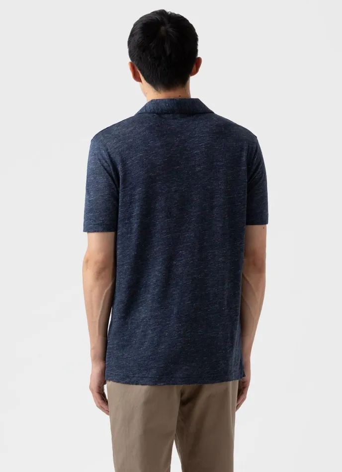 SUNSPEL Polo Shirts Linen Polo Shirt Navy Melange 8211 Men