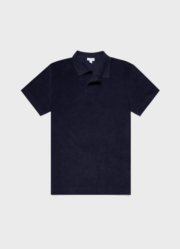 SUNSPEL Polo Shirts Towelling Polo Shirt Navy 8211 Men