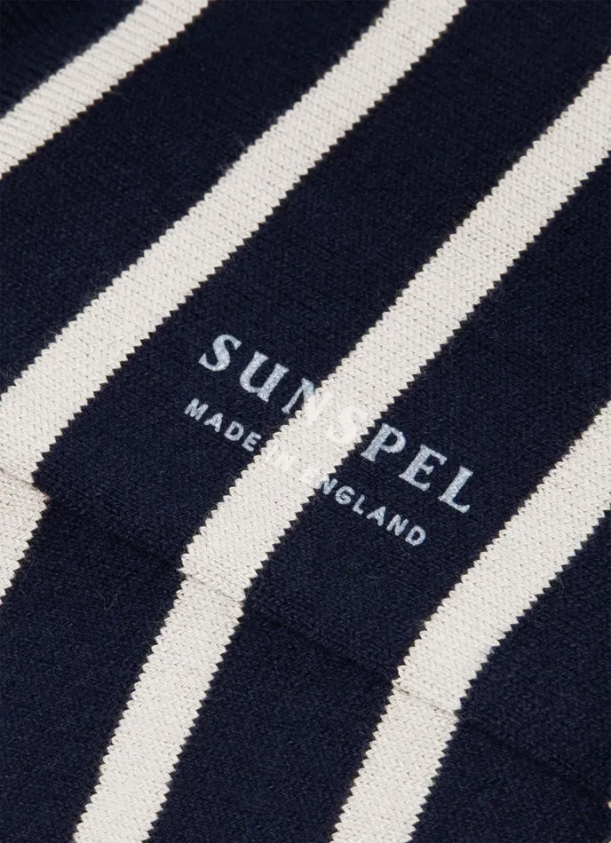 SUNSPEL Socks Cotton Socks Navyarchive White Breton Stripe 8211 Men