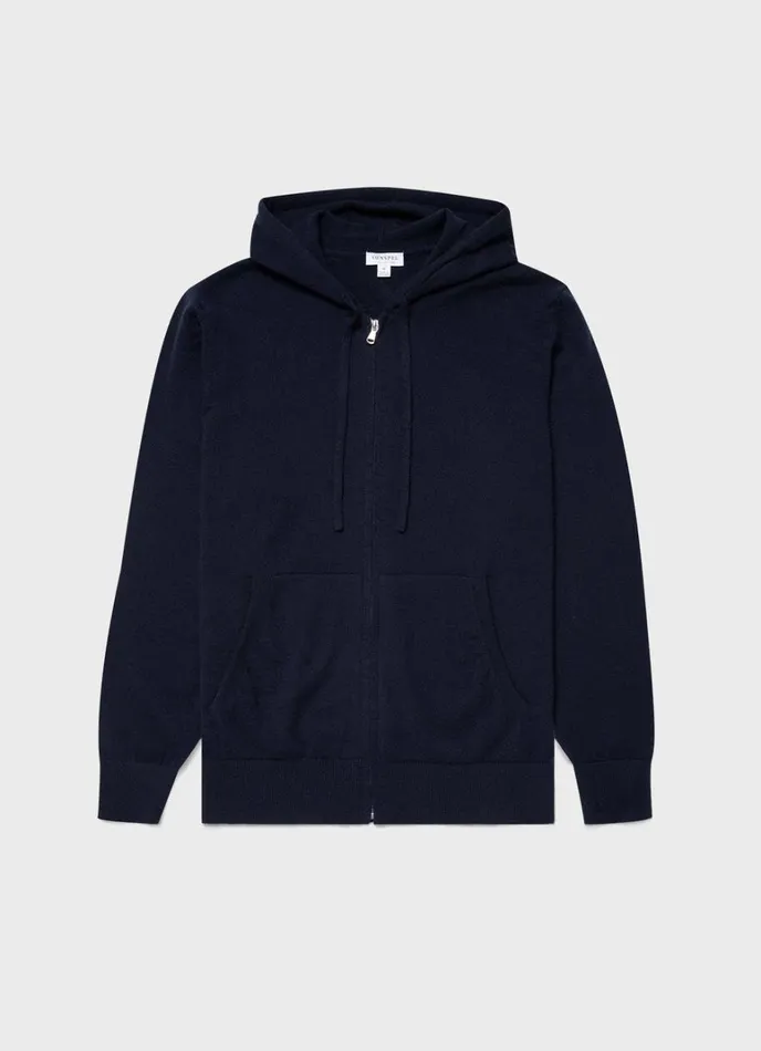 SUNSPEL Sweatshirts and Sweatpants Cashmere Zip Hoodie Navy 8211 Men