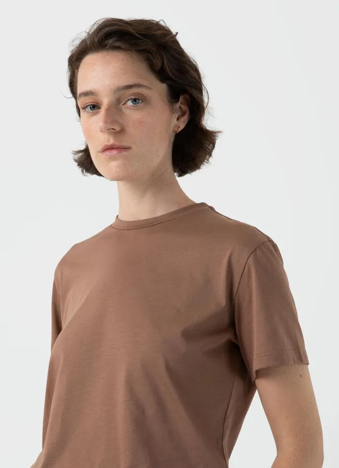 SUNSPEL Tshirts and Tops Boy Fit Tshirt Dark Sand 8211 Women