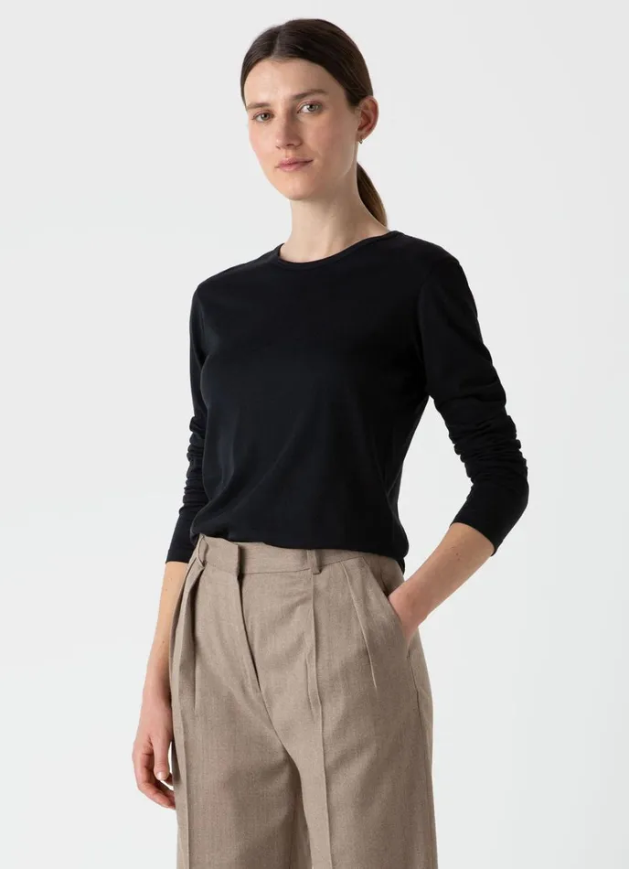 SUNSPEL Tshirts and Tops Long Sleeve Classic Tshirt Black 8211 Women