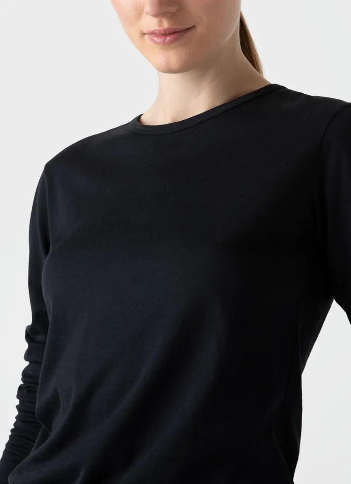 SUNSPEL Tshirts and Tops Long Sleeve Classic Tshirt Black 8211 Women